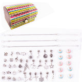 DIY Charm Bracelet Making Kit for Girls Adjustable Bangle Jewelry Set with Storage Box
