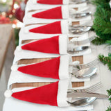 20 Pack Mini Christmas Hat Cutlery Holders Xmas Tableware Decorations for Holiday Table Settings