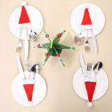 20 Pack Mini Christmas Hat Cutlery Holders Xmas Tableware Decorations for Holiday Table Settings