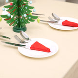 20 Pack Mini Christmas Hat Cutlery Holders Xmas Tableware Decorations for Holiday Table Settings