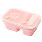 Collapsible Silicone Lunch Box with 3 Compartments Space-Saving Bento Box