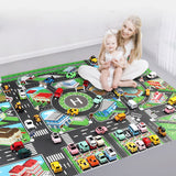 City Road Play Mat with 4pcs Car Toys Car Road Playmat Learning Gifts