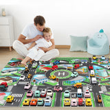 City Road Play Mat with 4pcs Car Toys Car Road Playmat Learning Gifts