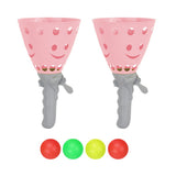 Catch Ball Game with 2 Catch Launcher Baskets and 4 Balls Pink