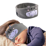 Bluetooth Sleep Eye Mask Travel Wireless Sleeping Music Headband Earphone Grey Hippopotamus