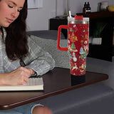 40oz Stainless Steel Christmas Pattern Water Bottle Thermal Mug Travel Tumbler Christmas Gifts Red