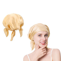 100% Mulberry Silk Night Cap Soft Sleeping Cap Hair Wrap Bonnet for Hair Care Champagne