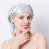 100% Mulberry Silk Night Cap Soft Sleeping Cap Hair Wrap Bonnet for Hair Care Silver