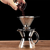 Stainless Steel Drip Cone Coffee Filter Portable Cone Pour-Over Coffee Metal Fine Mesh-Medium