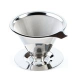 Stainless Steel Drip Cone Coffee Filter Portable Cone Pour-Over Coffee Metal Fine Mesh-Medium