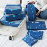 Set of 7Pcs Travel Packing Cube Pouch Clothes Storage Bags Suitcase Luggage Organizer Blue
