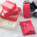 Set of 7Pcs Travel Packing Cube Pouch Clothes Storage Bags Suitcase Luggage Organizer Rose Red