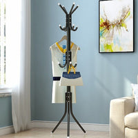 12 Hook 3-Tier Hat Coat Clothes Rack Multifunctional Tree Style Steel Hanger Stand Black