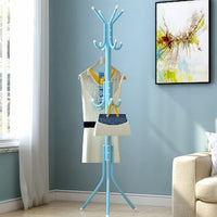 12 Hook 3-Tier Hat Coat Clothes Rack Multifunctional Tree Style Steel Hanger Stand Blue