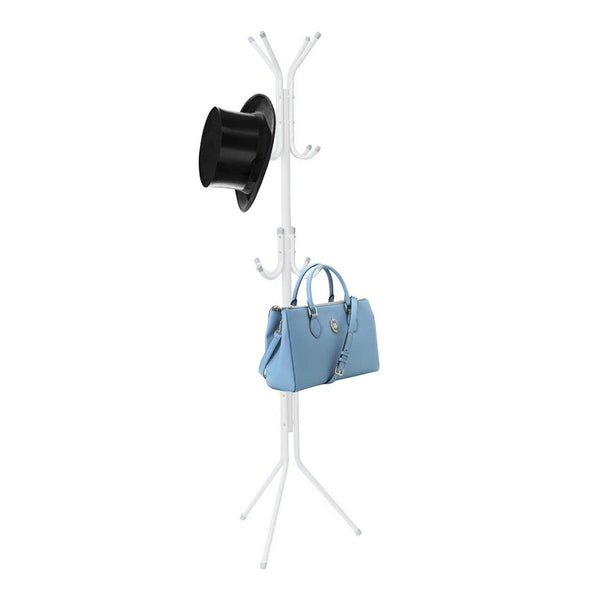12 Hook 3-Tier Hat Coat Clothes Rack Multifunctional Tree Style Steel Hanger Stand White