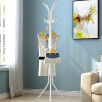 12 Hook 3-Tier Hat Coat Clothes Rack Multifunctional Tree Style Steel Hanger Stand White