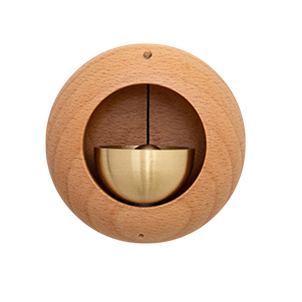 Wood Wind Chime Doorbell Shopkeepers Bell Decorative Doorbell with Brass Bell Creative Gift Wood Color