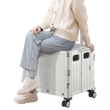 Folding Utility Cart Portable Shopping Camping Rolling Crate Handcart Telescoping Handle Gray