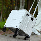 Folding Utility Cart Portable Shopping Camping Rolling Crate Handcart Telescoping Handle Gray