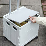 Folding Utility Cart Portable Shopping Camping Rolling Crate Handcart Telescoping Handle Gray