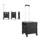 Folding Utility Cart Portable Shopping Camping Rolling Crate Handcart Telescoping Handle Black