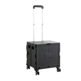 Folding Utility Cart Portable Shopping Camping Rolling Crate Handcart Telescoping Handle Black
