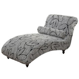 Printed Armless Chaise Lounge Cover with Pillowcase Stretch Armless Lounge Chaise Protective Cover Furniture Slipcover Style 1
