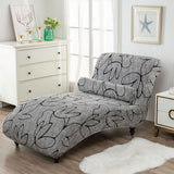Printed Armless Chaise Lounge Cover with Pillowcase Stretch Armless Lounge Chaise Protective Cover Furniture Slipcover Style 1