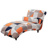 Printed Armless Chaise Lounge Cover with Pillowcase Stretch Armless Lounge Chaise Protective Cover Furniture Slipcover Style 2