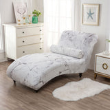 Printed Armless Chaise Lounge Cover with Pillowcase Stretch Armless Lounge Chaise Protective Cover Furniture Slipcover Style 3