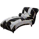 Printed Armless Chaise Lounge Cover with Pillowcase Stretch Armless Lounge Chaise Protective Cover Furniture Slipcover Style 4