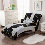 Printed Armless Chaise Lounge Cover with Pillowcase Stretch Armless Lounge Chaise Protective Cover Furniture Slipcover Style 4