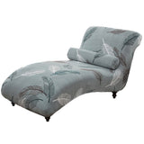 Printed Armless Chaise Lounge Cover with Pillowcase Stretch Armless Lounge Chaise Protective Cover Furniture Slipcover Style 6
