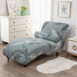 Printed Armless Chaise Lounge Cover with Pillowcase Stretch Armless Lounge Chaise Protective Cover Furniture Slipcover Style 6