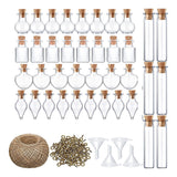 50 Pieces Mini Jars with Cork Stoppers Tiny Cork Glass Bottles Wishing Bottle Message Bottle DIY Decoration Style 1