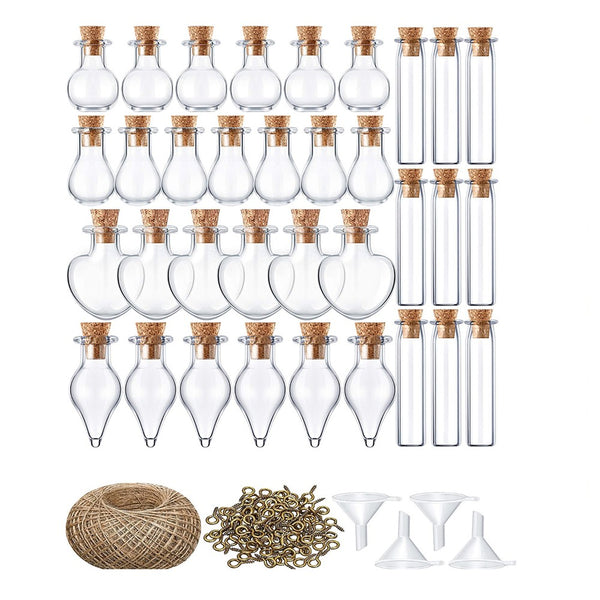 50 Pieces Mini Jars with Cork Stoppers Tiny Cork Glass Bottles Wishing Bottle Message Bottle DIY Decoration Style 3