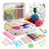 Set of 58Pcs Needlework Kit with Storage Bag Yarn and Knitting Accessories Set Knitting Hook Set for Beginners Style 1