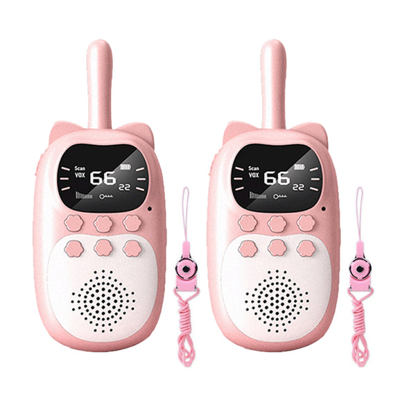 2Pcs Kids Walkie Talkies Toys with LED Flashlight Long Range Walkie Talkies for Hiking Outdoor Toys Pink