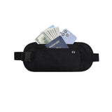 RFID Blocking Travel Money Belt Passport Wallet Fanny Pack Black