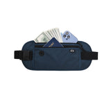 RFID Blocking Travel Money Belt Passport Wallet Fanny Pack Dark Blue