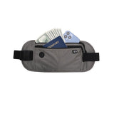 RFID Blocking Travel Money Belt Passport Wallet Fanny Pack Light Gray