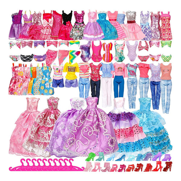 50Pcs Doll Clothes and Accessories Set DIY Dollhouse Toy Accessories Random Color Christmas Birthday Gift for Girls