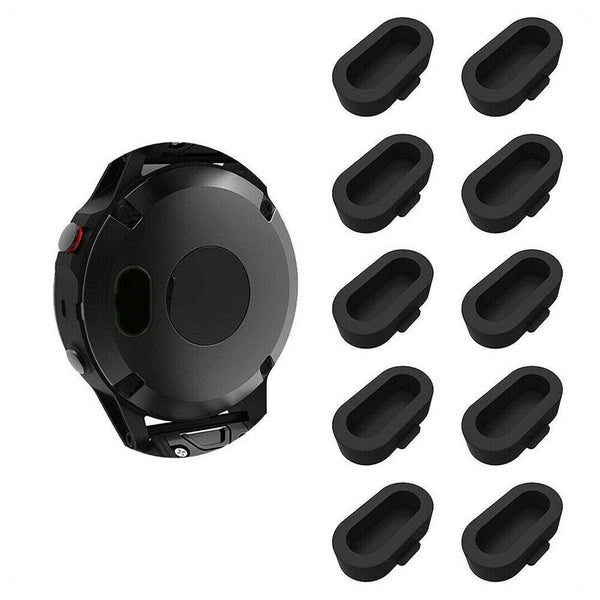 10Pcs for Garmin Smartwatch Charging Port Protector Silicone Dust Plug Black