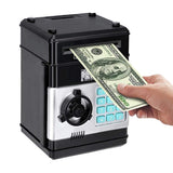 Electronic ATM Password Cash Coin Can Auto Scroll Paper Money Saving Box Gift Black