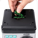 Electronic ATM Password Cash Coin Can Auto Scroll Paper Money Saving Box Gift Black