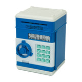 Electronic ATM Password Cash Coin Can Auto Scroll Paper Money Saving Box Gift Blue