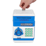 Electronic ATM Password Cash Coin Can Auto Scroll Paper Money Saving Box Gift Blue