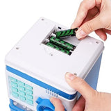 Electronic ATM Password Cash Coin Can Auto Scroll Paper Money Saving Box Gift Blue