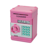 Electronic ATM Password Cash Coin Can Auto Scroll Paper Money Saving Box Gift Pink
