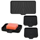 3Pcs Silicone Soap Dish Holder Self Draining Non-slip Soap Trays Black